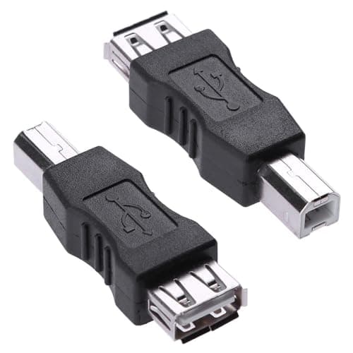 Image of Herfair USB A to B Adapter - Female to Male Converter for Printers, Scanner, Fax Machine and More (2 Pack)