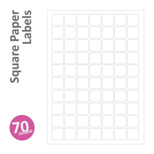 Image of Label Planet® 70 Per Page/Sheet, 5 Sheets (350 Sticky Tiny Square Labels), White Blank Matt Self-Adhesive Plain A4 Stickers, for Laser/Copier or Inkjet Printer, UK LP70/25/SQ, 25 x 25 MM