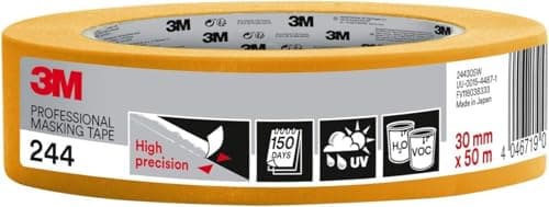 Image of 3M Professional Masking Tape 244, High Precision, Painters Tape - 1 Roll 30 mm x 50 m - Universal Surfaces, UV and Water Resistant, For Indoor & Outdoor