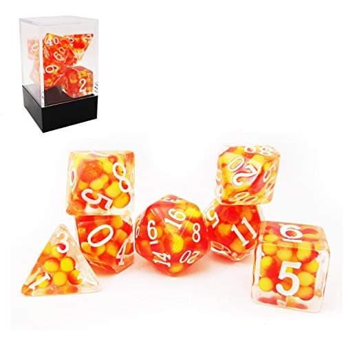 Image of Bescon Firey Pearl Polyhedral Dice Set, Fire Pearl Poly RPG Dice set of 7