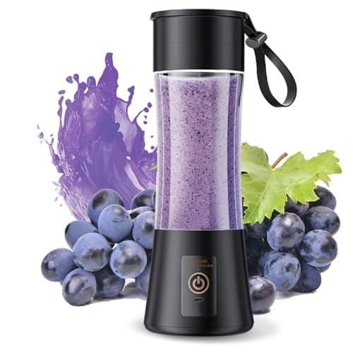 Image of Portable Blender, Mini Blender for Travel, Office, 1400 mAh, USB Rechargeable, Bottle for Smoothies and Shakes, 380 ml, 6 Blades, Black
