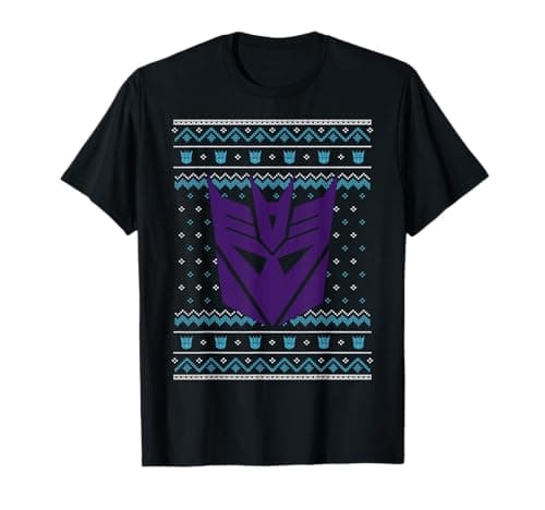 Image of Transformers Christmas Retro Decepticon Ugly Sweater Style T-Shirt