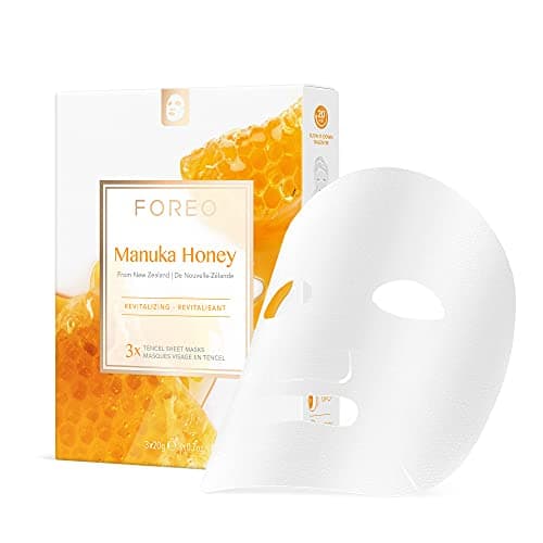 Image of FOREO Manuka Honey Revitalizing Sheet Mask for Dry and Fatigued Skin, 3 pack, Anti-Aging, Deeply Nourishing Clean Forumla, Cruelty-free, Compatible with UFO devices