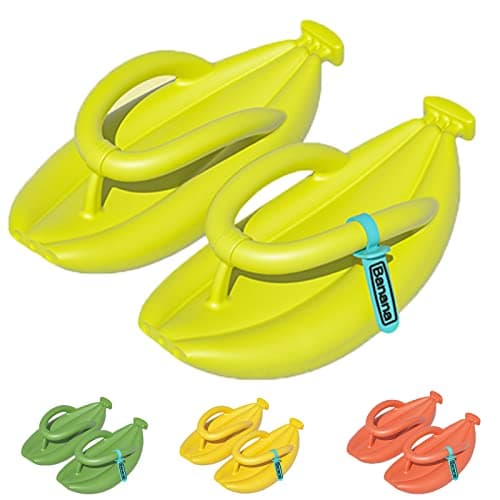 Image of Hokuto Banana Slippers, Banana Flip Flops, Summer Thick Sole Non-Slip Beach Bathroom (Fluorescent Green, adult, women, numeric_3, numeric_range, uk_footwear_size_system, numeric_3_point_5, medium)