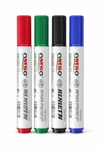 Image of 4Pc Water resistant Bullet Tip Permanent Markers - Marker Pens Coloured Thick Pens Set (pack of 4) Red Blue Black and Green