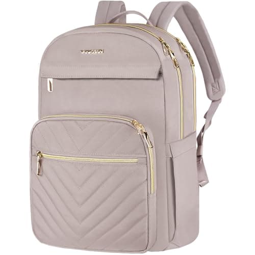 Image of VANKEAN 15.6 Inch Laptop Backpack for Women Work Laptop Bag Fashion, Waterproof Purse Backpacks Teacher Nurse Stylish Travel Bags Casual Daypacks for College, Business, Pink