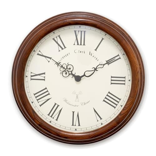 Image of Acctim Lacock Wall Clock Westminster Chime Radio Controlled Energy Efficient Movement Crafted Wood Walnut 39cm