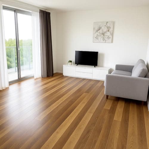 Image of Home Treats Pack Of 6 Waterproof Laminate Floorboard Flooring Planks, Solid Wooden Flloring For Home, Kitchen, Living Room, Bedrooms, Size 122cm x 20cm (Rustic)