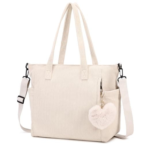 Image of Makukke Corduroy Totes Bag Women - Shoulder Hobo Bag Handbags Crossbody Bag Big Capacity Shopping Purses (Beige)