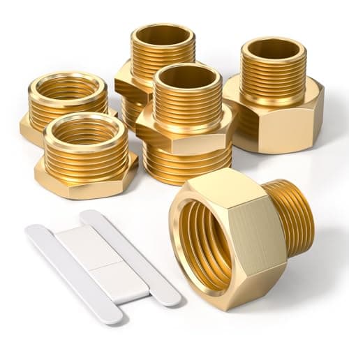Image of Bwintech 6 Pcs 1/8" to 1/4" Female & Male BSP Thread Brass Hex Nipple & Hex Reducer & Hex Bushing Connector for Pipe Connecting Conversion