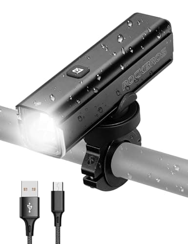 Image of ROCKBROS 1000 Lumens Front Bike Light, Super Bright 4800 mAh Powerful Rechargeable LED Light 5 Modes, Waterproof for Road Mountain Bicycle Cycling