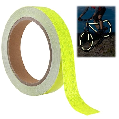 Image of QTMMC Reflective Warning Tape Yellow High Visibility Safety Sticker 2cm x 10M Self-Adhesive Outdoor Waterproof Night Tape Roll Strip for Bikes, Motorcycles, Helmets, Backpacks