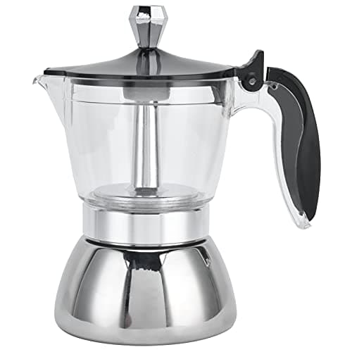 Image of Lylithuif Stainless Steel Moka Pot Coffee Maker 4 Cup Stovetop Espresso Maker with Heat Resistant Handle for Home Kitchen Office Restaurant Durable Acrylic and Stainless Steel Construction