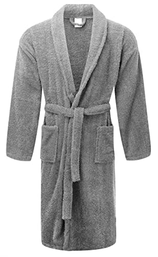 Image of Style Spot Unisex Towelling Robe 100% Egyptian Cotton Terry Towel Bathrobe Dressing Gown Bath Perfect for Gym Shower Spa Hotel Robe Holiday Nightwear (Silver)