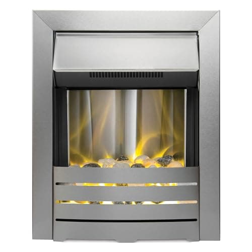Image of The Adam Helios Brushed Steel Electric Fire with Pebble Bed Glow Effect
