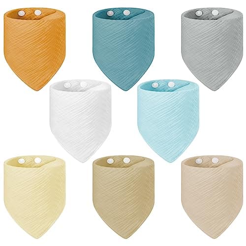 Image of Vicloon Baby Bandana Dribble Bibs Drool Bibs, 8 Pack Baby Bandana Bibs with Adjustable Snaps, Baby Bandana Drool Bibs for Newborns Infants Boys Girls Teething Feeding - Multicolor