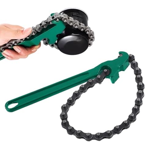 Image of Keadic 1Pc 9 Inches Heavy-Duty Ratcheting Chain Wrench, Adjustable Oil Filter Chain Wrench Pliers, Multi-Purpose Pipe Fittings Spanner Fit Max 5 Inch Diameter for Truck & Car