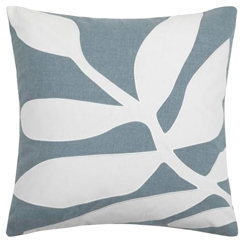 Image of Voyage Maison Bodhi Cushion Cover – 100% Cotton Abstract Leaf Appliqué Decorative Case (Seafoam - 50x50cm)