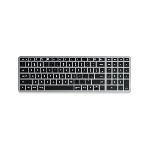 Image of Satechi Slim X2 Bluetooth Wireless Keyboard, US QWERTY Layout, Backlit Numeric Keypad, Multi-Device for MacBook Air & Pro M5 M4, Mac Mini, iPad Air & Pro, iMac and more – Space Grey