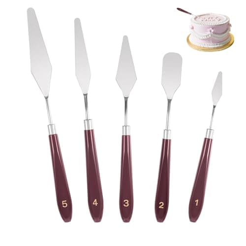 Image of TIESOME 5 Pcs Cake Spatula, Stainless Steel Icing Spatula with ABS Handle, 6.69-9.13 Inch Baking Decorating Tools for Cake, Fondant, Chocolate & Pastry (Set of 5 Different Sizes)