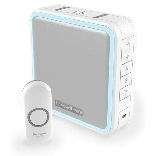 Image of Honeywell Home DC915N Series 9 Portable, Wireless LED Doorbell Chime with Push Button (White)