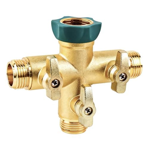 Image of Mdlufee Brass Garden Hose Splitter, 3 Way High Flow Outdoor Faucet Splitter, 3/4 inch Tap Connector with On/Off Valves, Frost Resistant Full Flow Hose Adapter for Home Garden Outdoor