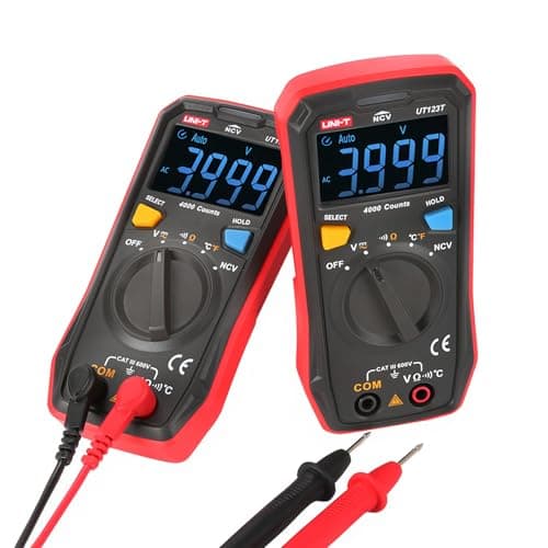 Image of UNI-T UT123T Digital Multimeter Pocket-Sized, NCV Detection, Temperature, Continuity Test, CAT III 600V, Auto-Ranging, EBTN LCD for Home DIY Electrical Testing