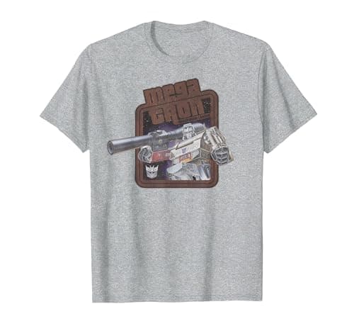 Image of Transformers Megatron Decepticon Leader Retro Logo T-Shirt, Men, Heather Grey, X-Large