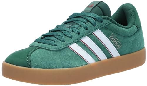 Image of adidas Men's VL Court 3.0 Shoe, Dark Green/White/Collegiate Burgundy, 8