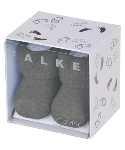 Image of FALKE Unisex Baby Erstling B So Cotton Plain 1 Pair Socks, Grey Light Melange 3390, 0-1 month