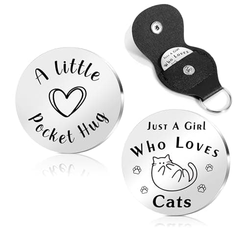 Image of STARKET Cat Gifts For Cat Lovers Cat Keyrings Just A Girl Who Loves Cats Funny Keyrings For Women Cat Themed Gifts Cat Ornament Pocket Hug Cat Present Graduation Back To School Christmas
