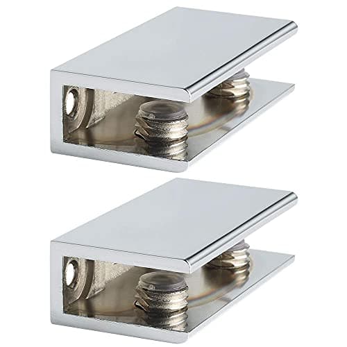 Image of Mooche 2Pcs Glass Shelf Bracket, Adjustable Shower Brackets,Zinc Alloy Heavy Duty Rectangle Clamp Holder for 6-10mm Glass Shelves,Wall Mount Clamps Clip Support Panel Hardware Replacement Parts,Chrome