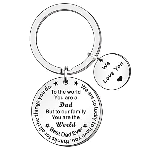 Image of HULALA Best Dad Keyring Keychain Father's Day Gifts from Daughter Son to The World You are A Dad But to Our Family You are The World We Love You Daddy Key Rings