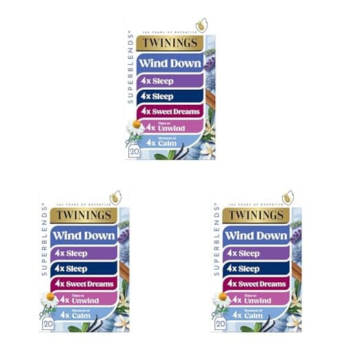 Image of Twinings Wind Down Collection Tea Selection for Relaxation, Sleep, Calm & Unwind, 20 Tea Bags (Pack of 3)