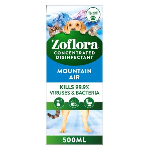 Image of Zoflora Mountain Air Concentrated Multipurpose Disinfectant Liquid, Antibacterial & Multi-Surface, Pet Safe Disinfectant, Kills 99.9% Of Bacteria & Viruses, 1 X 500 ml