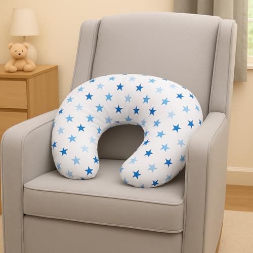 Image of For Your Little One Breast Feeding Maternity Nursing Pillow Support | Mother & Baby Awards Shortlisted (Blue Stars)