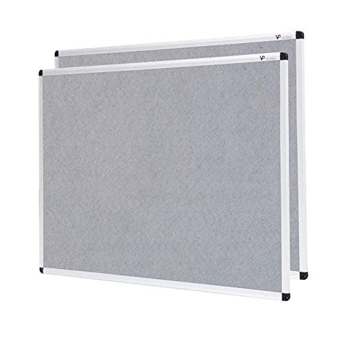 Image of VIZ-PRO Notice Board Felt Grey, 2 Pack, 120x90cm, Silver Aluminium Frame