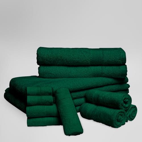 Image of Dolce Vari 10-Piece Towel Bale Set - Soft & Absorbent 550 GSM Bathroom Towels - Includes 2 Bath Towels, 4 Hand Towels, 4 Face Cloths - Premium Quality, Machine Washable (Emerald Green)