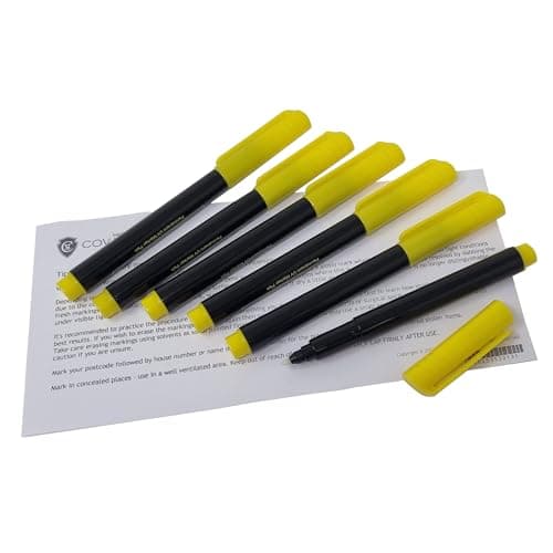 Image of 6 x UV Ink Permanent Marker Pen. Ultra Violet Security Markers