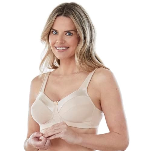 Image of Bestform 5006715 Satin Trim Wireless Cotton Bra with Unlined Cups, Nude, 38DD