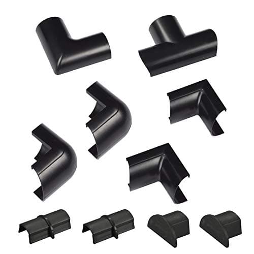 Image of D-Line Mini Cable Trunking Clip-Over Accessory Multipack | Join Multiple Lengths of 30x15mm Mini Cable Cover | 10 Piece Electrical Trunking Accessory Multipack - Black (Black)