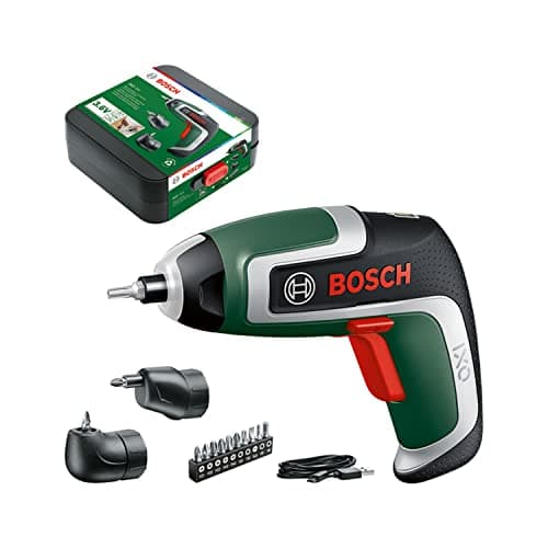 Image of Bosch Compact Cordless Screwdriver IXO (7th Generation; 3.6V; 2.0Ah; 5.5Nm; Set incl. Angle-Screw and Off-Set Angle Attachments; Screws up to 190 Screws; with Micro-USB Cable; in Storage Box)
