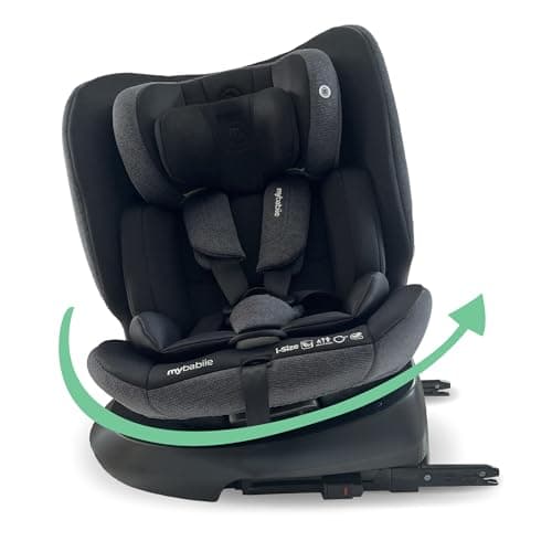 Image of My Babiie MBCS200 360° Spin R129 Baby Car Seat – Top Tether, ISOFIX, Birth to 12yrs (40-150cm), i-Size, ERF, Group 0+/1/2/3, Rotating 360 Swivel - Black
