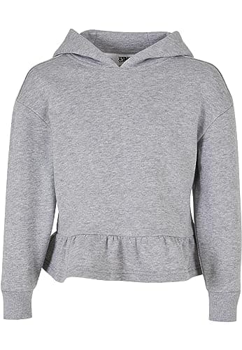 Image of Urban Classics Girl's Organic Flounce Hoody Hooded Sweatshirt, Gray, 158/164 cm