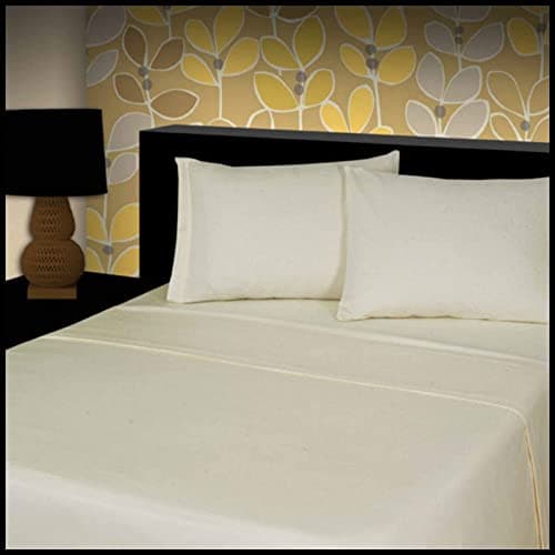 Image of CHILIMILII 100% Brushed Cotton 4 Piece Flannel Sheet Set,Flat Sheet, Fitted Sheet with 2 Pillowcases, Brushed For Extra Softness, Warm,Easy Care Thermal Flannelette Sheet set (Cream, Single)