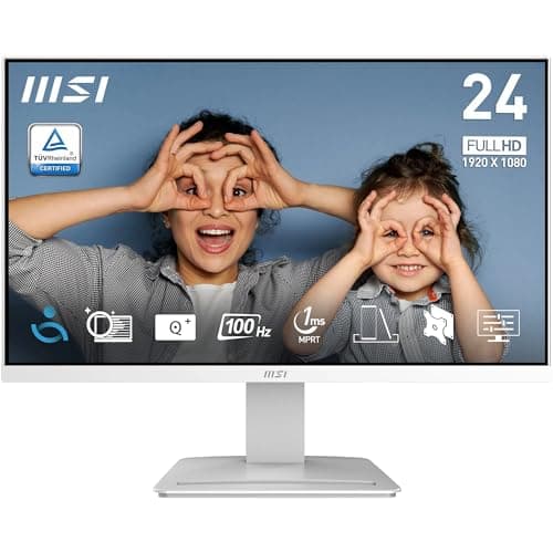 Image of MSI PRO MP2412W 23.8 Inch Full HD Office Monitor - 1920 x 1080 Wide View Panel, 100 Hz, Eye-Friendly Screen, VESA Mountable, Built-in Speakers, Display Kit Support, Tilt Adjustable - HDMI 1.4b, DP 1.2