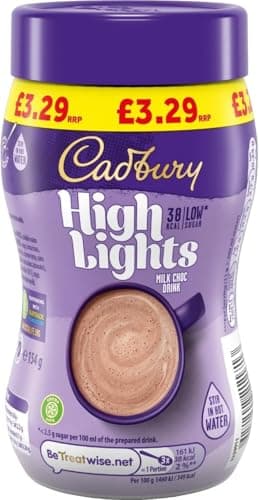 Image of Cadbury Highlights Milk Chocolate Hot Drink, Low Calorie, Stir in Hot Water, Approximately 14 Servings, 154g (Pack of 6)