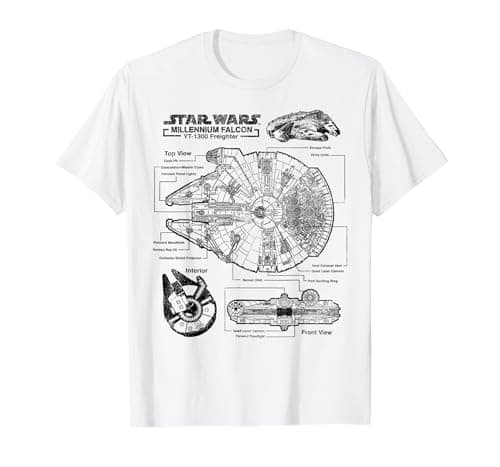 Image of Star Wars Millennium Falcon Schematic T-Shirt, Men, White, Medium