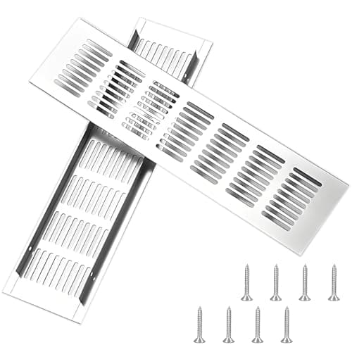 Image of 2 Pcs Aluminum Alloy Air Vent Covers, 300 x 80 mm Ventilation Grille Radiator Grill with 8 Screws, Kitchen Plinth Vents, Vent Cover for Kitchen, Bathroom (Silver)