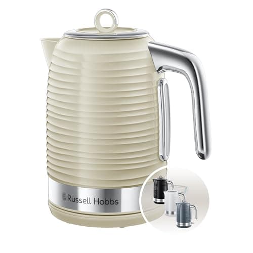 Image of Russell Hobbs Inspire Electric 1.7L Cordless Kettle (Fast Boil 3KW, Cream premium textured plastic, high gloss finish, Removable washable anti-scale filter, Pull off lid, Perfect pour spout) 24364